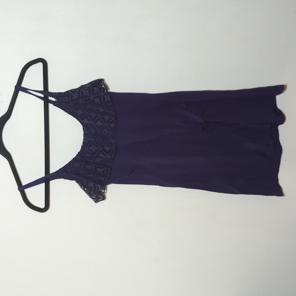 Xhileration Purple Sundress Spaghetti Strap w Lace Ruffle Collar Junior's Size S - Picture 2 of 4
